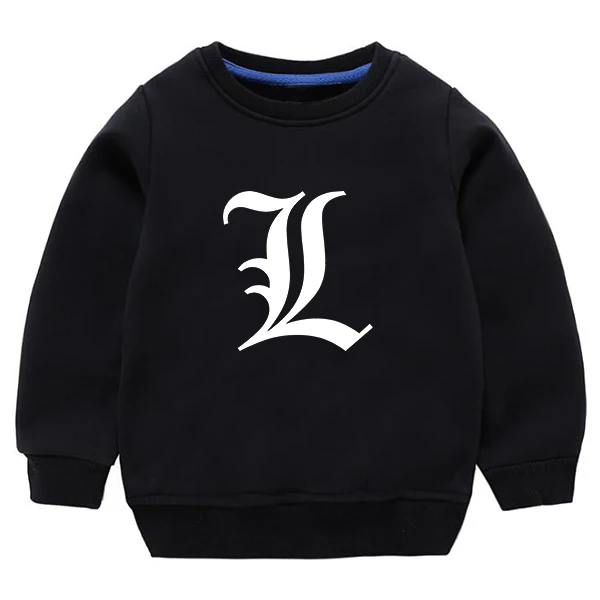 

100% Cotton Black Thin Fabric Boys Japanese Anime Death Note Sweatshirt Girls Autumn Spring Sweatshirts Boy Girl Kids Hoodies
