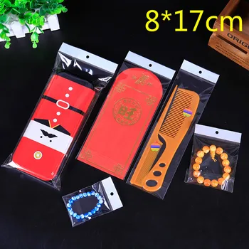 

8*17cm Clear Self Adhesive Seal Plastic Bags OPP Poly Sundries Storage Bags Retail Packaging Bag Hang Hole Wholesale 500Pcs/lot