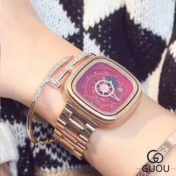 Hk Элитный бренд Guou Мода Высокое качество золото Сталь группа водостойкие часы личность календари пара для мужчин женщин подарок часы