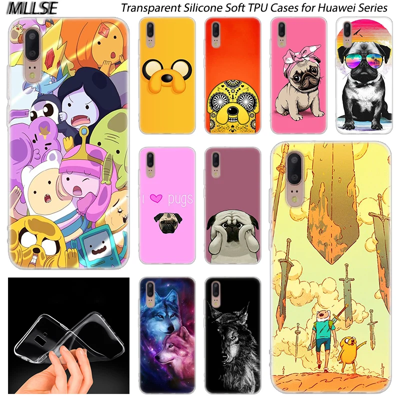 Adventurer pug wolf Cat dog Soft Silicone Case for Huawei P30 P20 P10 P9 P8 Lite 2017 Pro Mini P Smart 2019 Plus Cover | Мобильные