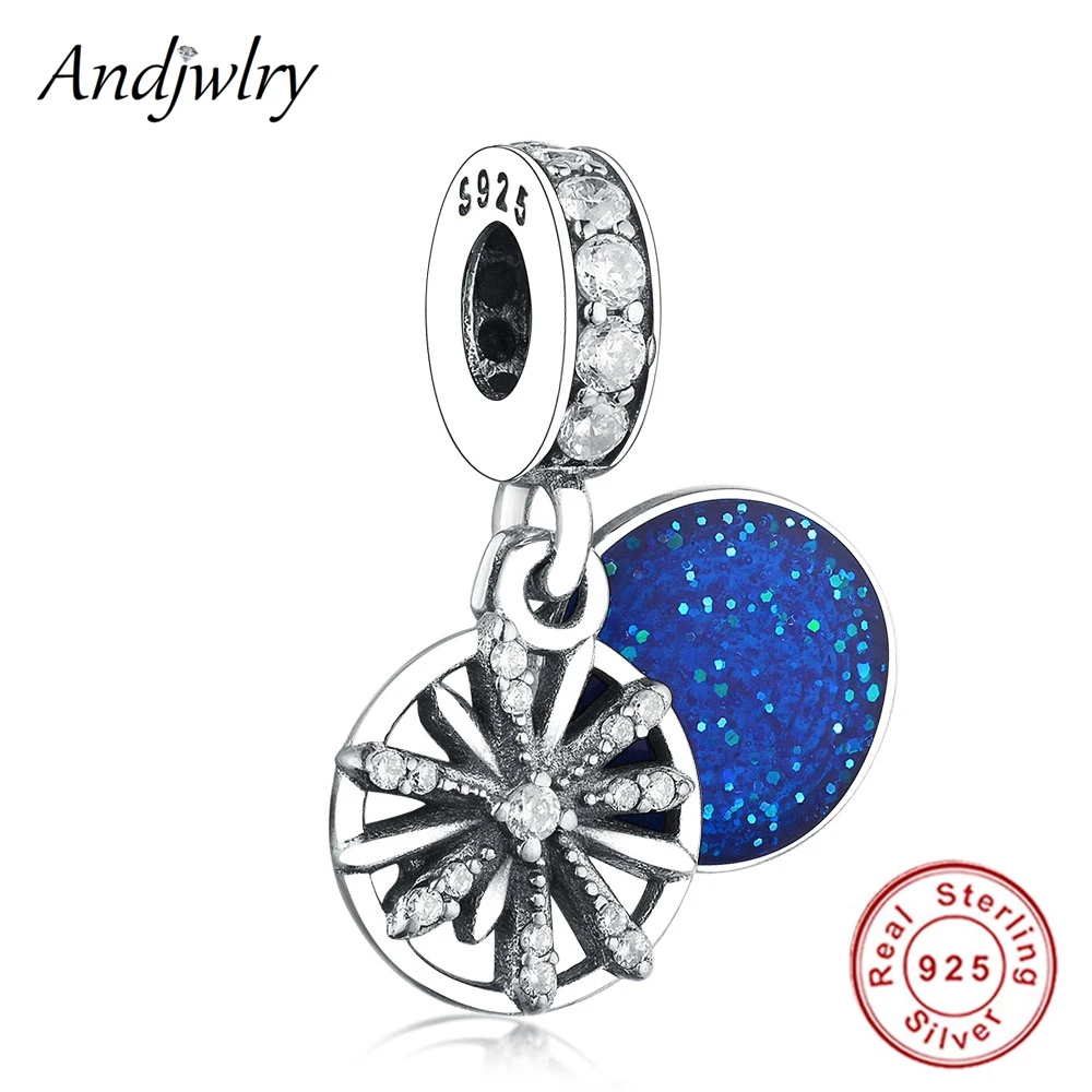 

Fit Original Pandora Charms Bracelet 925 Sterling Sliver Charms Firework Blue Enamel Dangle Pendant DIY Jewelry Berloque