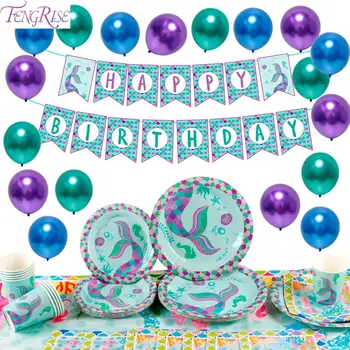 

FENGRISE Little Mermaid Party Supplies Mermaid Birthday Party Decoration Sea Theme Party Decoration Kids Birthday Decor Girl
