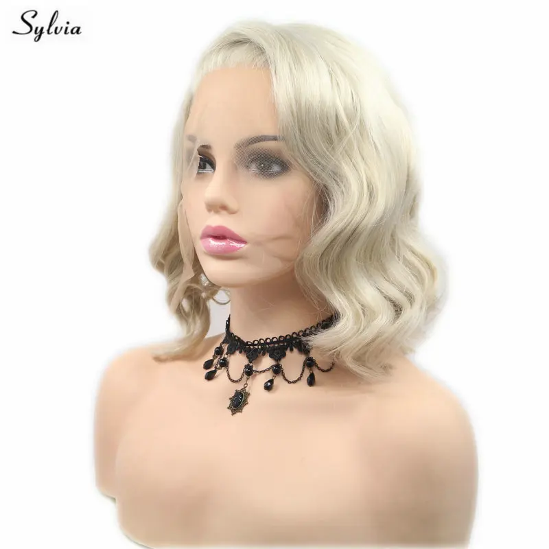 Sylvia блонд парики без клея термостойкие синтетические кружевные передние парики для женщин боковая часть натуральные волосы косплей парик на каждый день