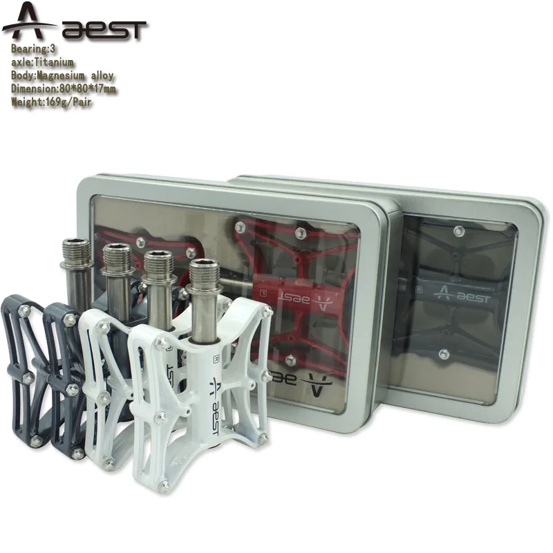 

Mountain MTB ROAD Bicycle bike pedals 9/16 in Axle Titanium Body Magnesium alloy CNC Machined 3 Sealed Bearing 80*80*17mm