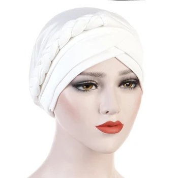 

Women Braid Milk Silk Turban Headwrap Hijab Caps