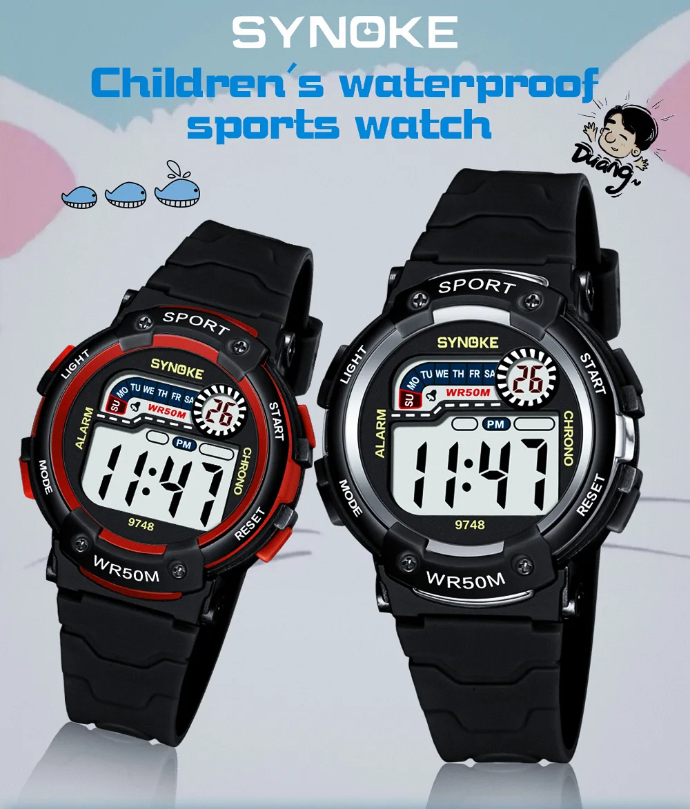 SYNOKE для детей часы Мода Санда бренд светодиодный винтажные часы водостойкие повседневное для мальчиков и девочек Наручные часы для