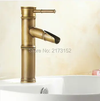

Free Shipping Bamboo Shape Antique Brass Waterfall Bathroom Faucet Single Handle Single Hole Brass Basin Sink Mixer Tap A-014