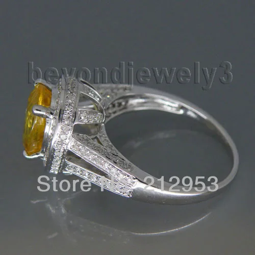 Charming Natural Diamond Yellow Sapphire Ring Oval 7x9mm In 14Kt White Gold Yellow Sapphire Wedding Ring R00320