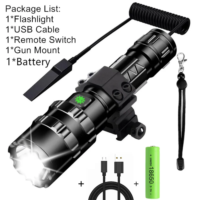 coast flashlights 65000LM Professional LED Flashlight for Hunting Tactical Night Scout Lights Set L2 Fish Light USB Rechargeable Waterproof Torch rechargeable torch with docking station Flashlights