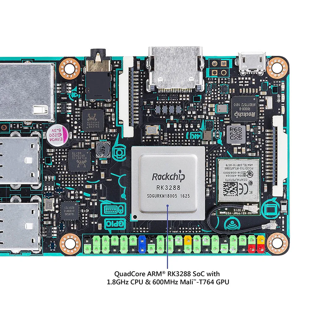 Плата ASUS SBC Tinker RK3288 SoC 1,8 GHz quad core cpu, 600MHz Mali-T764 GPU, 2GB LPDDR3 Thinker board/tinkerboard с tf-картой