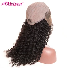 Mslynn Pre Plucked Lace Front Human Hair Wigs For Black Women Deep Wave Brazilian Wig With Baby Hair Non Remy Hair Natural Black