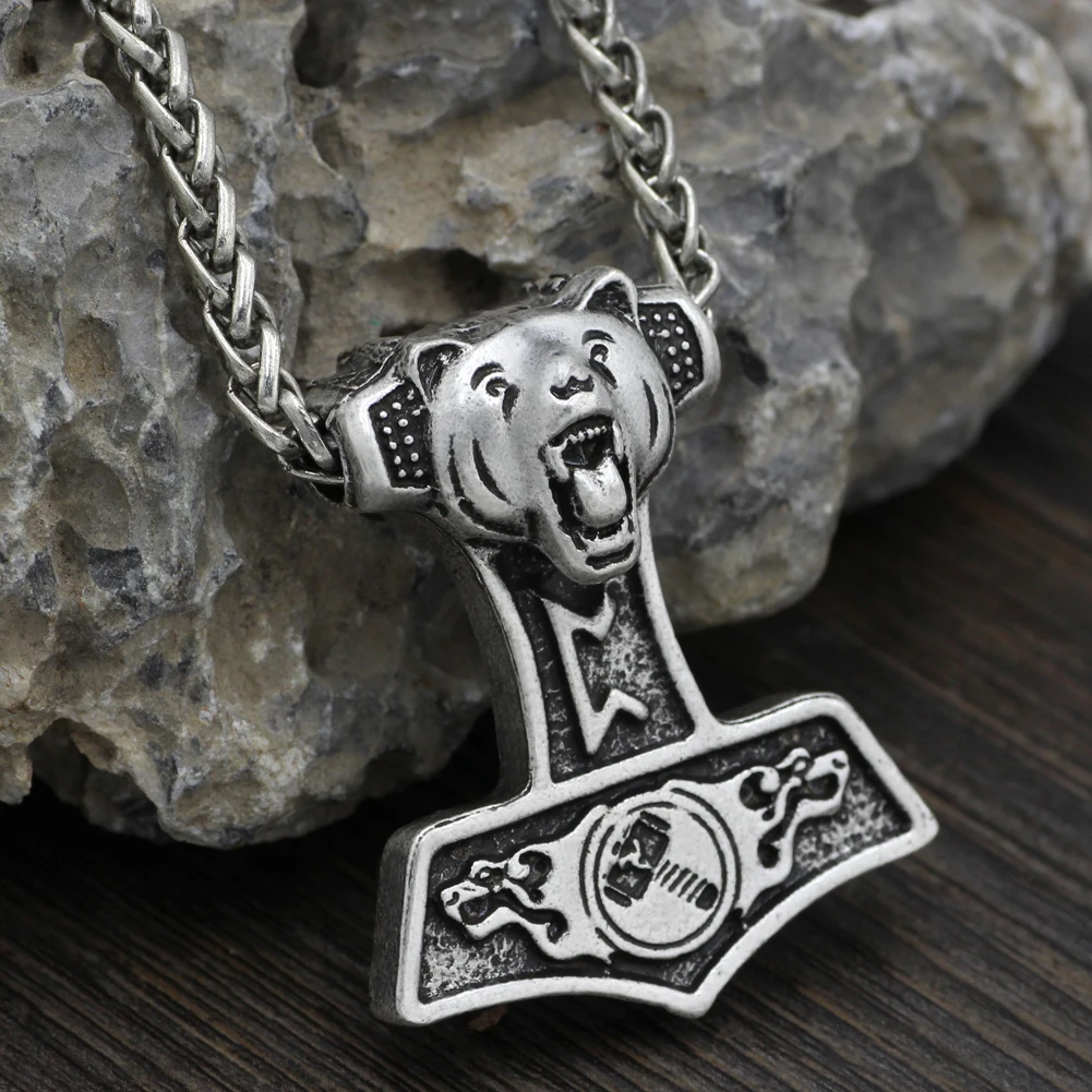 Viking Thor Hammer Odin Wolf ожерелье для мужчин Mjolnir с подвеской в форме руны амулеты