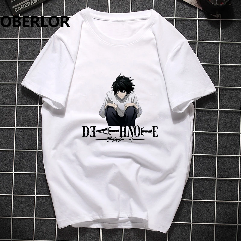 Death Note летняя футболка странные вещи Off White Панк футболка мужская хип хоп Harajuku Pride аниме унисекс Топы Повседневная Уличная одежда