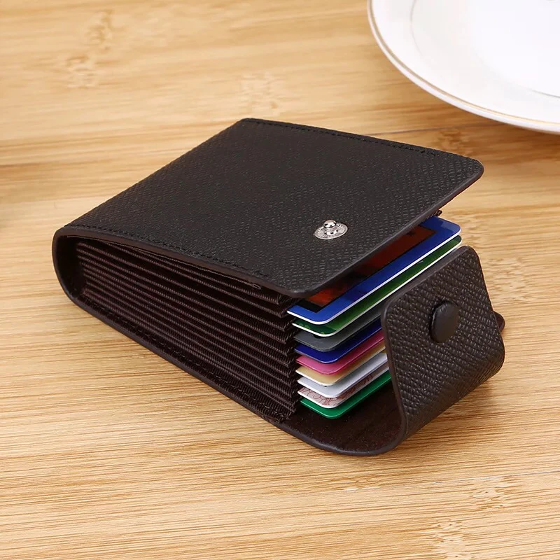 

Men Women's Business Card Package Coin Pocket 11 Cards Slots PU Credit Card Holder Unisex Hasp ID Card Cases