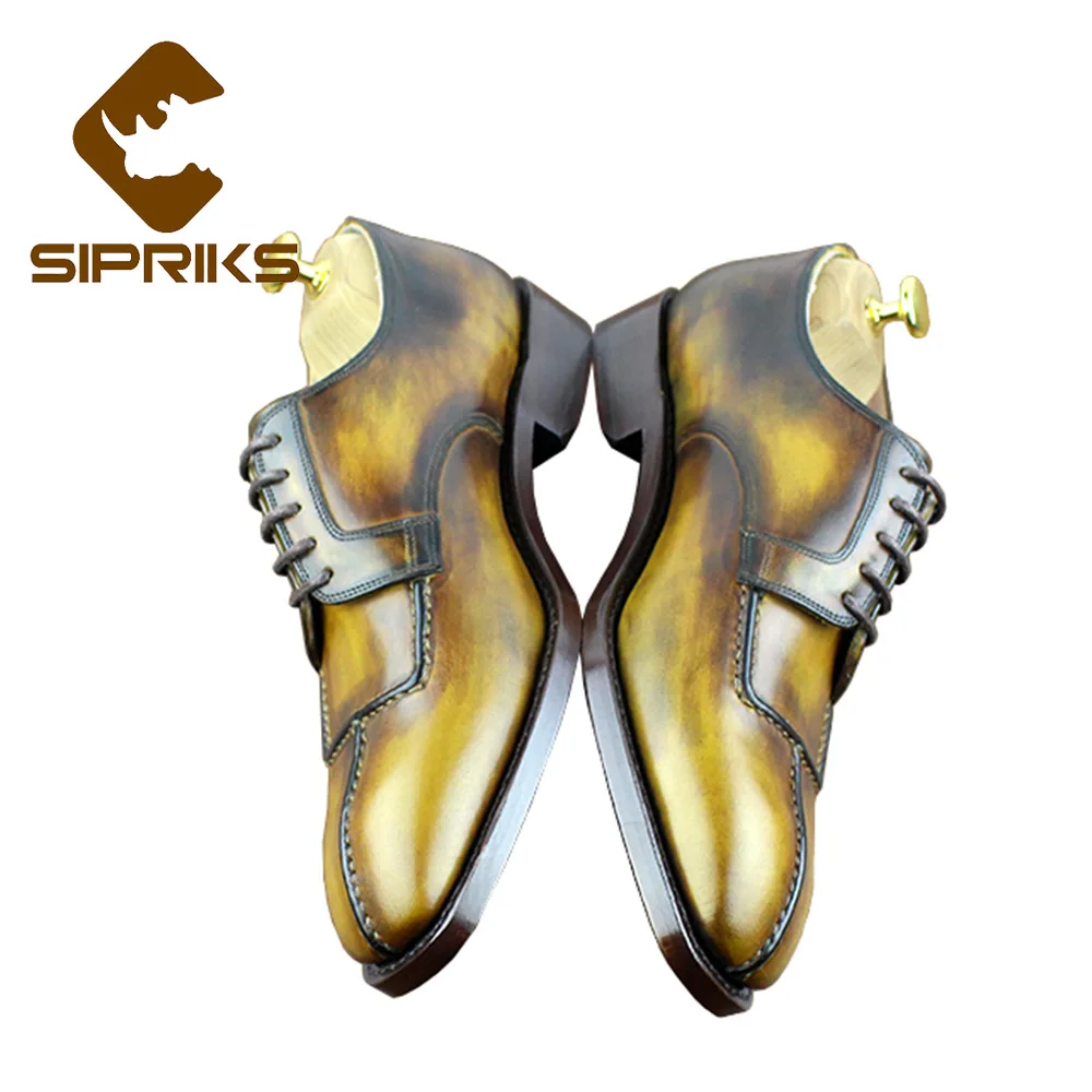 Retro Goodyear Piel Diseño Superior patina Bespoke Sipriks Negro A Italiano Pintado Calidad De Welted Mano Boda Becerro Zapatos Importada Vestido Oxofrds pTqwI0