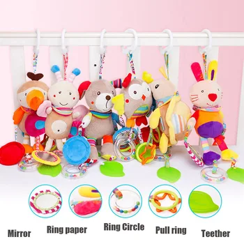 

Cute Animal Baby Rattles Toys 0-12 Months Music Bell Baby Mobile Crib Stroller Toys Newborn Infant Educational Teether Toys Gift