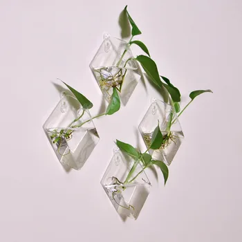 

2pcs/lot Wall decorative glass vase wall hanging water vase Glass vase home decoration accessories