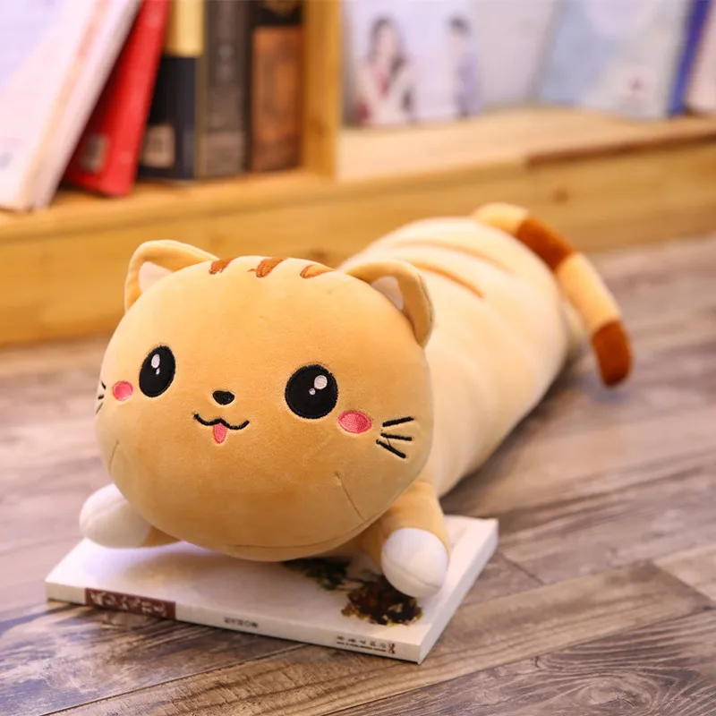 Huge Size 130cm Long Cat Pillows Plushie Toy Soft Cushion Stuffed Plush Animal Dolls Cushion for Kids Girls Home Decor Gifts