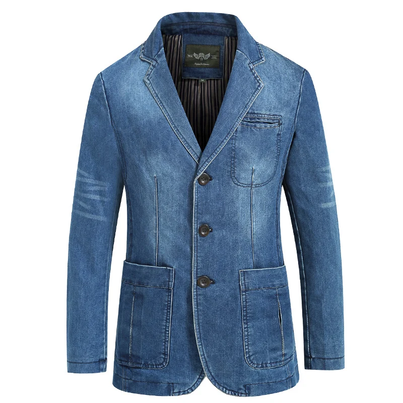 LONMMY Jeans blazer men 80% Cotton Cowboy jacket Denim jacket men blazer Suits for men jaqueta Brand-clothing Fashion M-4XL