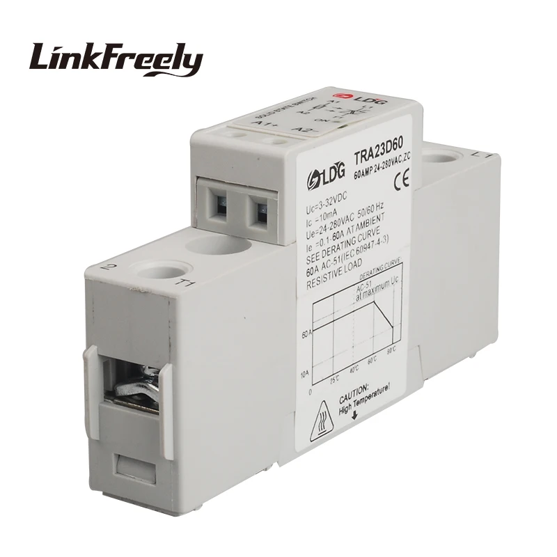 

TRA-23D60 Smart Integrated Solid State Relay SSR 60A DC to AC Input 3-32VDC Ouput 24-280VAC Electrical Voltage Control Relay