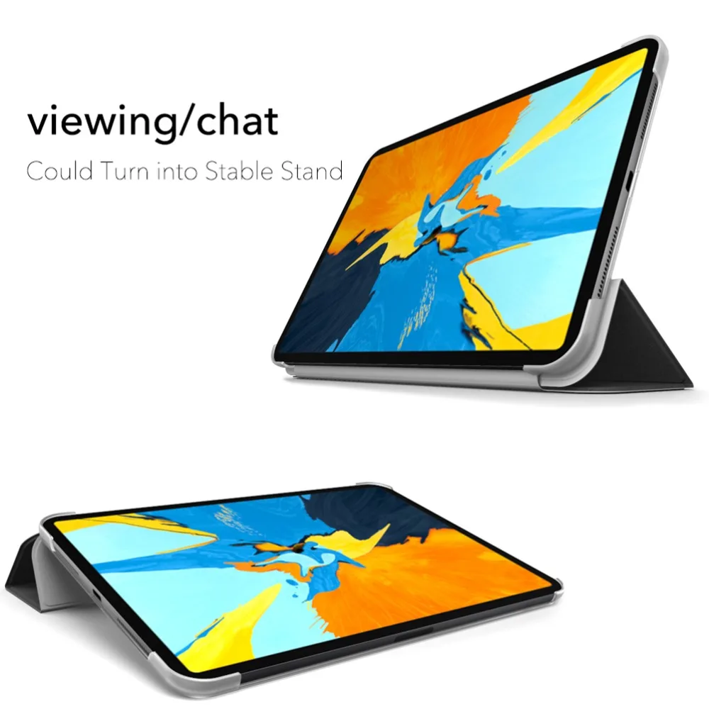 SLEO Case for iPad Pro 12.9 2018 Cover PU Leather PC Back Smart Cover Folio Case for New iPad Pro 12.9 2018 Auto Wake Cover