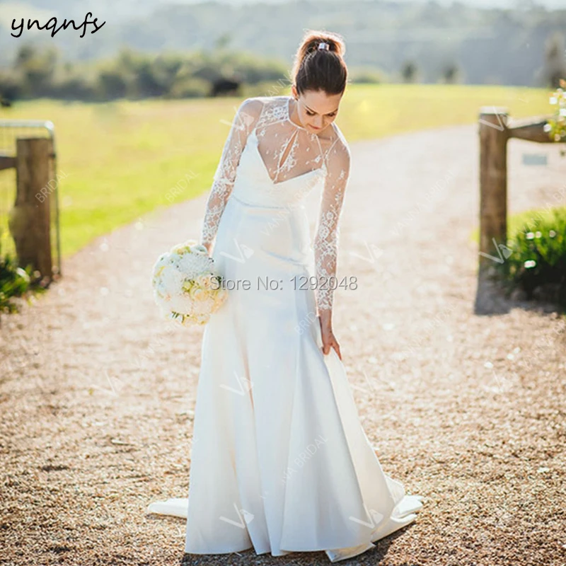 YNQNFS W93 Vestido de Noiva Simples Boho элегантные свадебные платья русалки кружевное вечернее