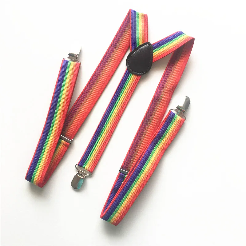 

Fashion Adult Womens Mens Print Suspenders Striped Rainbow Pattern Clip-on Braces Elastic Adjustable Suspender Party CRBD011
