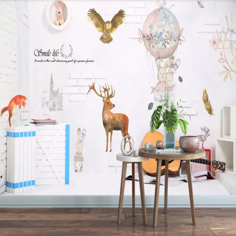 

Wallpaper mural fresh and elegant European pastoral elk background wall