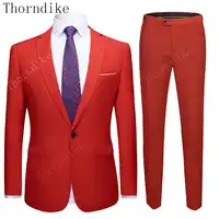 Thorndike Suit Slim Fit Men 20Colors Set Red And White Tuxedo Business Formal Wear Party Dress Suits Men's Clothing 2 Pieces 5XL