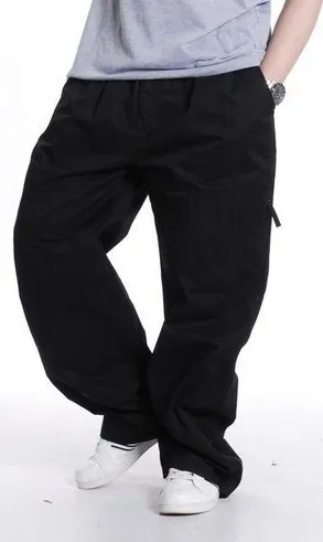 Новое поступление весна лето негабаритных мужские модные повседневные супер большие штаны длинный карман плюс размер XL XXL 3XL 4XL 5XL 6XL - Цвет: black