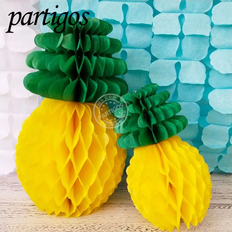 

Tropical Pineapple Paper Honeycomb Ball Lantern Hawaii Party Decor DIY party Supplies paper flower lantern pineapple cake topper