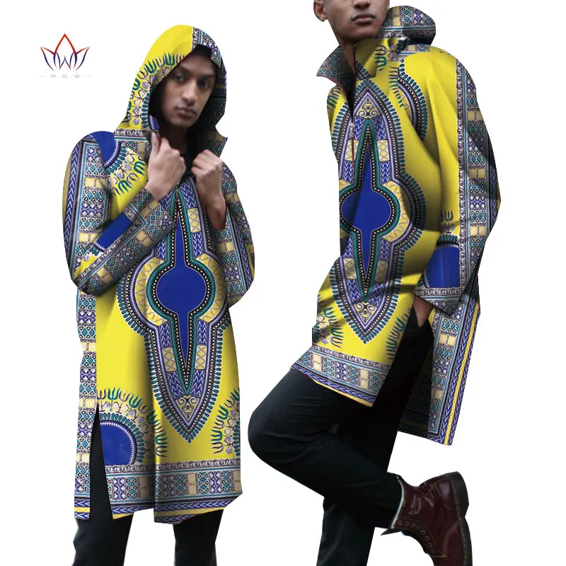 Hooded Jacket Cotton Dashiki African Clothes Men Long Top Shirts Bazin Riche Mens Shirts Traditional African Clothing WYN858