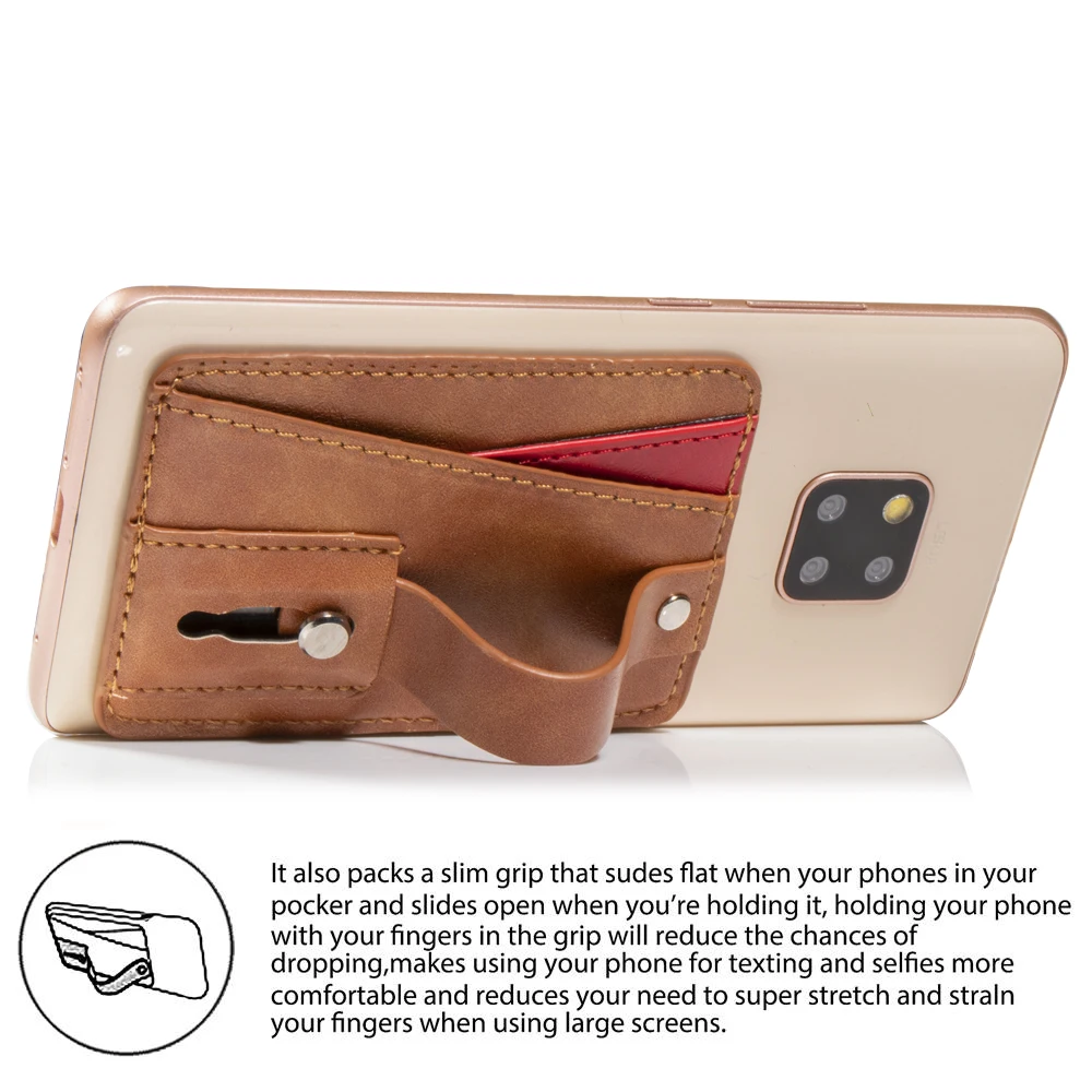 Finger Ring Mobile Phone Stand Holder For iphone X XS Max XR 5S SE 6 6S 7 8 Plus Leather Wallet card slot For Huawei For Samsung