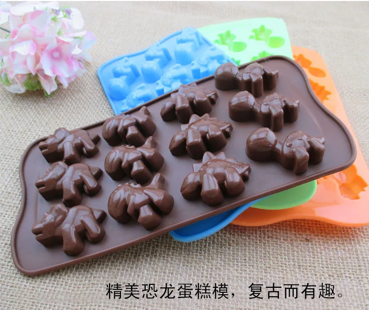 1pc Conjoined 12 Grids Dinosaur Silicone Cake Mold Chocolate Diy Cute Animal Cartoon Mold Baking Box Mold Kitchen Cake Tool