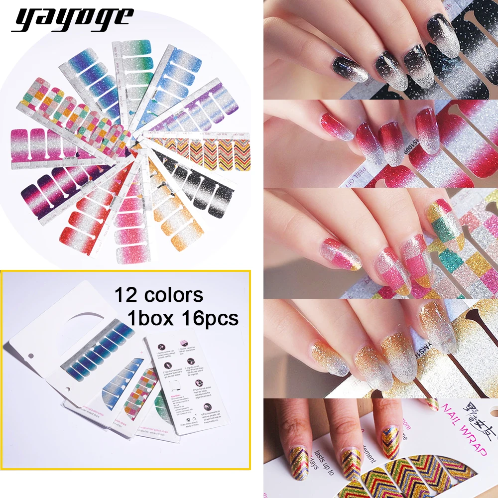

YAYOGE Stickers For Nails Art 12 Types Nail Foil Design For Manicure Decals Easy Use Long Lasting