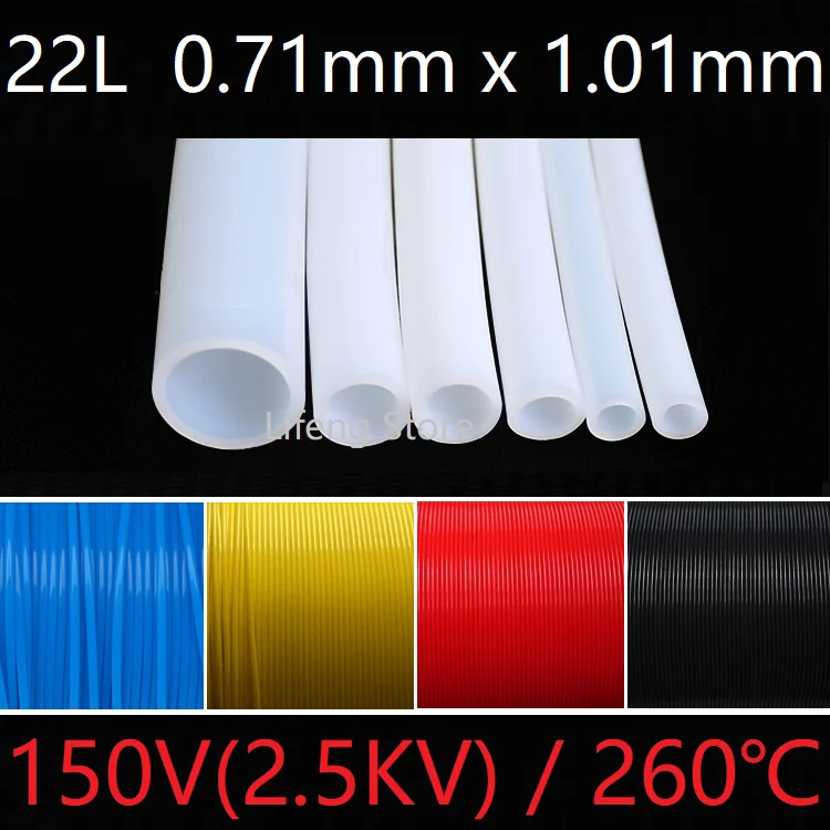 

22L Teflon Tube ID 0.71mm x 1.01mm OD PTFE Insulated Rigid Capillary Pipe High Low Temperature Resistant Transmit Hose Colorful
