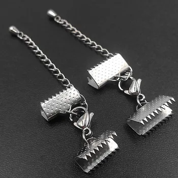 

Stainless Steel Cord Ends Caps with Lobster Clasps Extender Chain Connectors Sets fits 6.5mm 8.5mm 10.5mm 13mm 15mm 20mm 25mm