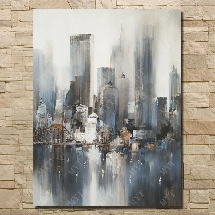 

Modern city landscape oil painting abstract city pictures by handmade crafts painting gallery