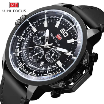 

2019 New Fashion Mens Watches Top Brand Luxury Big Dial Military Quartz Watch Leather Waterproof Sport Chronograph Watch Men