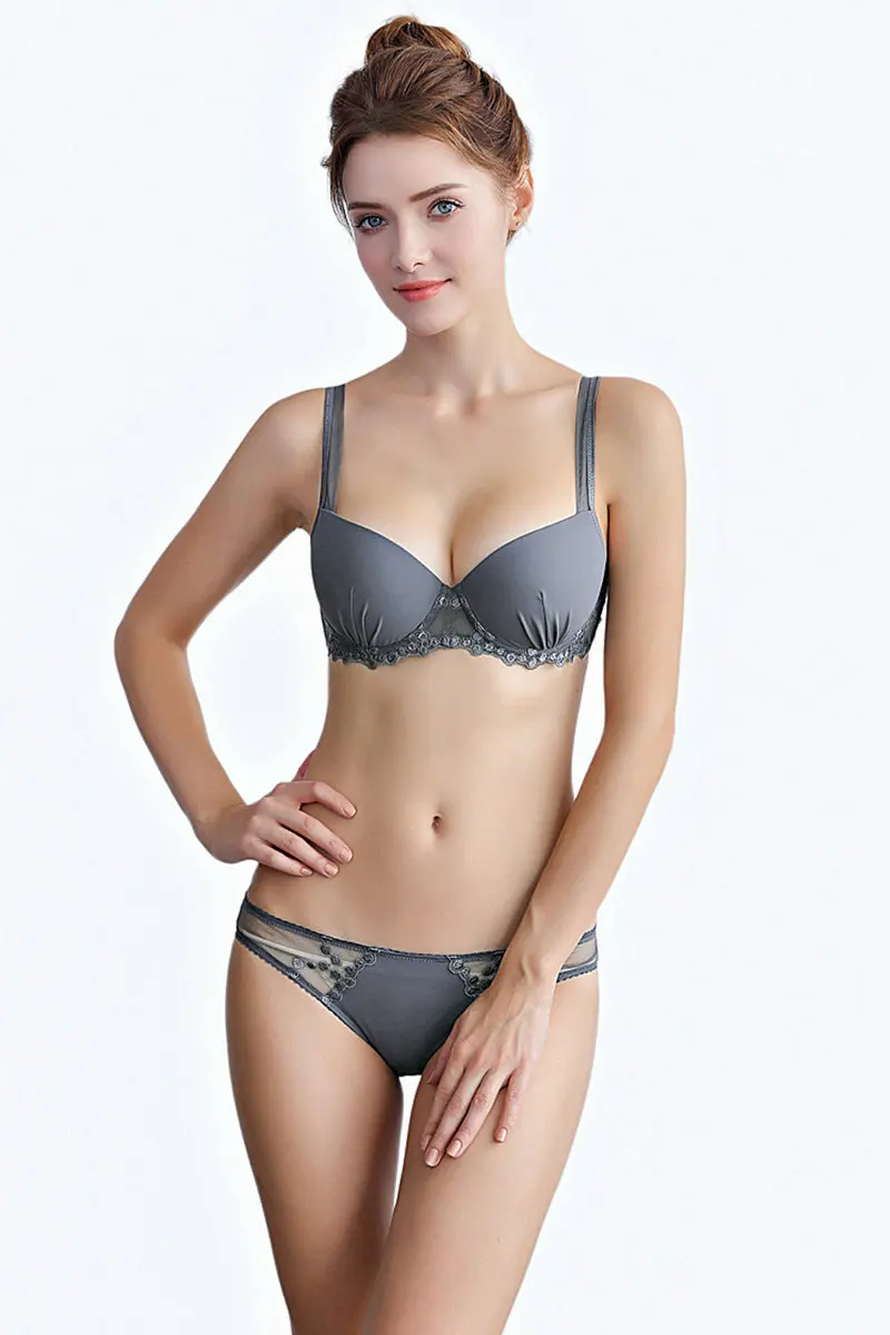 Women's Sexy Bra Set Lace Underwear Adjustable Thin Soft Cup Plunge Lingerie Set Flank Wide Girls Bras Sets (1)