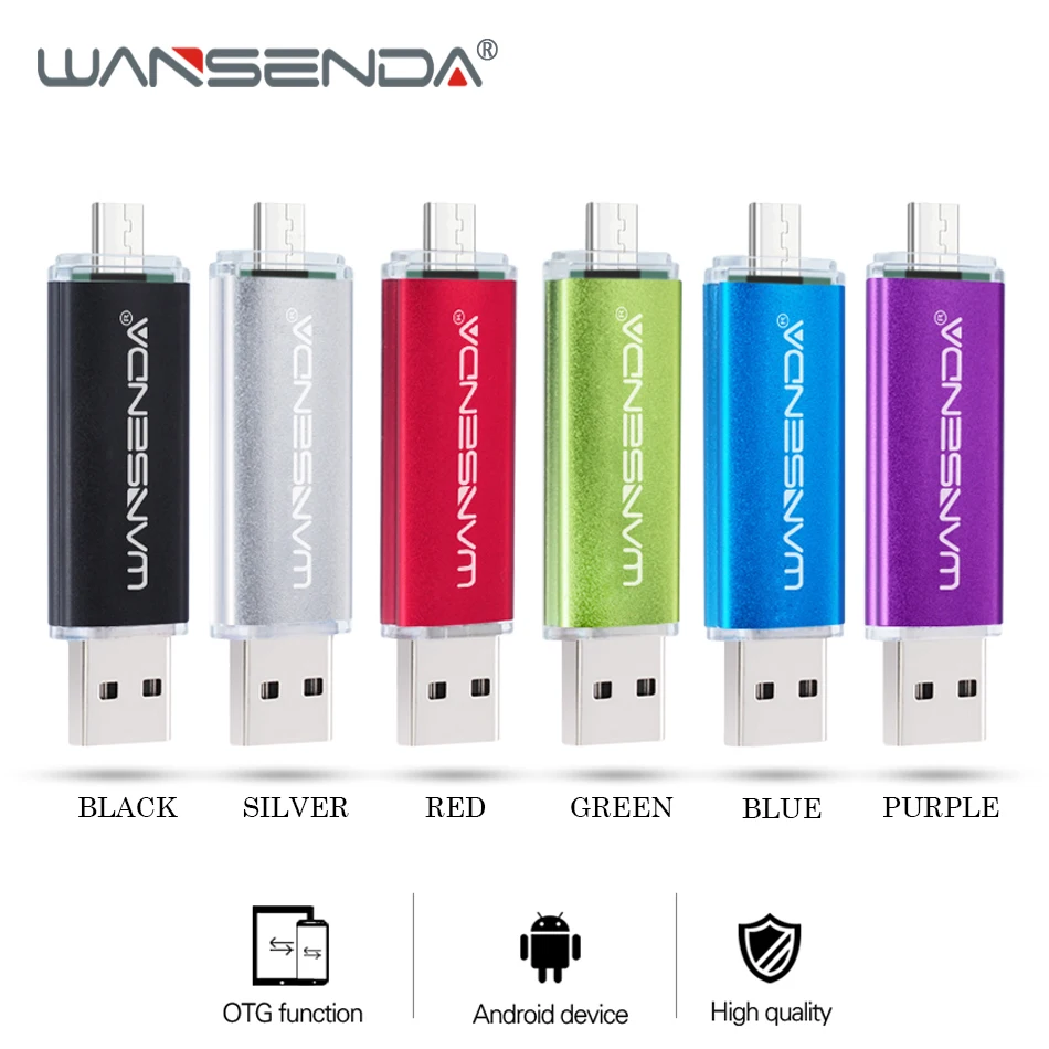 Флэш-накопитель wansenda Flash Drive портативный флэш-накопитель 8 gb 16 gb 32 ГБ, 64 ГБ и 128 ГБ 256 gb флешки 2 в 1 Micro USB Memory Stick Flash Drive