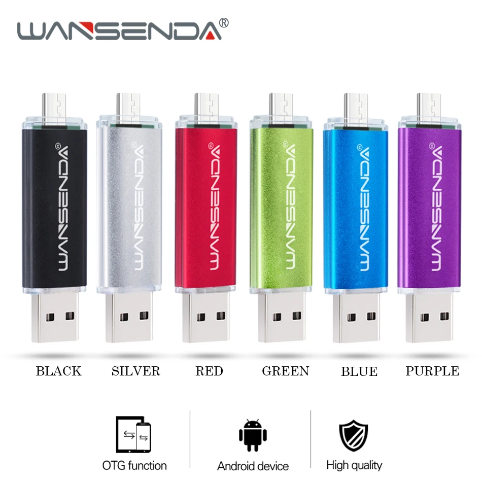 

WANSENDA USB Flash Drive OTG Pen Drive 8gb 16gb 32gb 64gb 128gb 256gb Pendrive 2 in 1 Micro USB Memory Stick Flash Drive