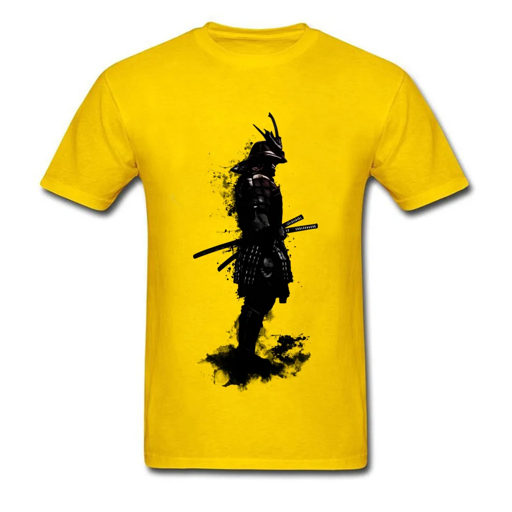 Normal Armored Samurai Casual Short Sleeve Summer Fall Tees Fashionable Round Neck Cotton Fabric Top T-shirts Man Tshirts Armored Samurai yellow