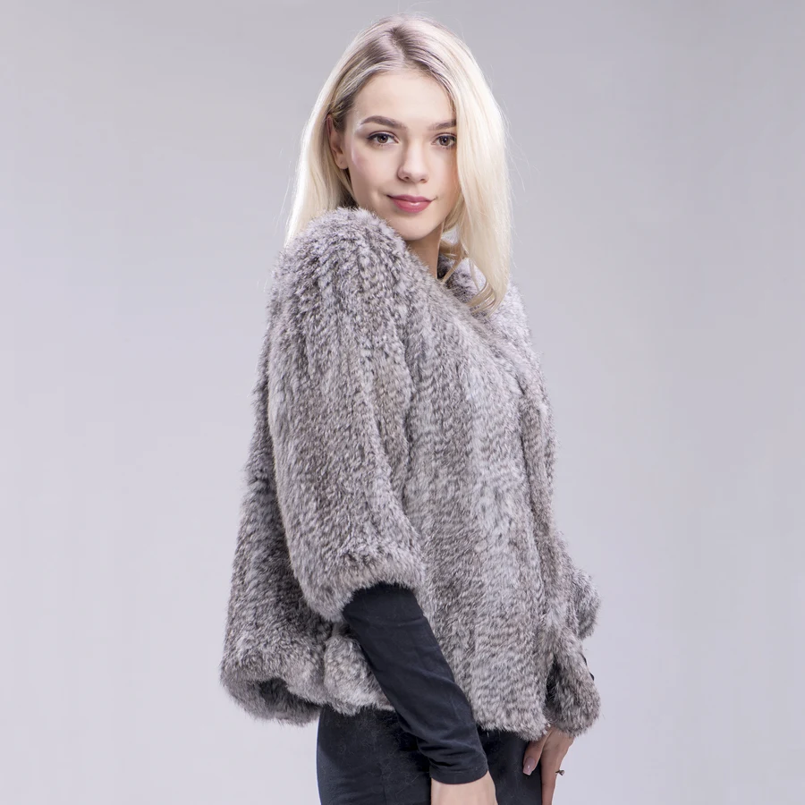Fxfurs из натуральной натуральный женские вязаные кроличий мех пальто модное