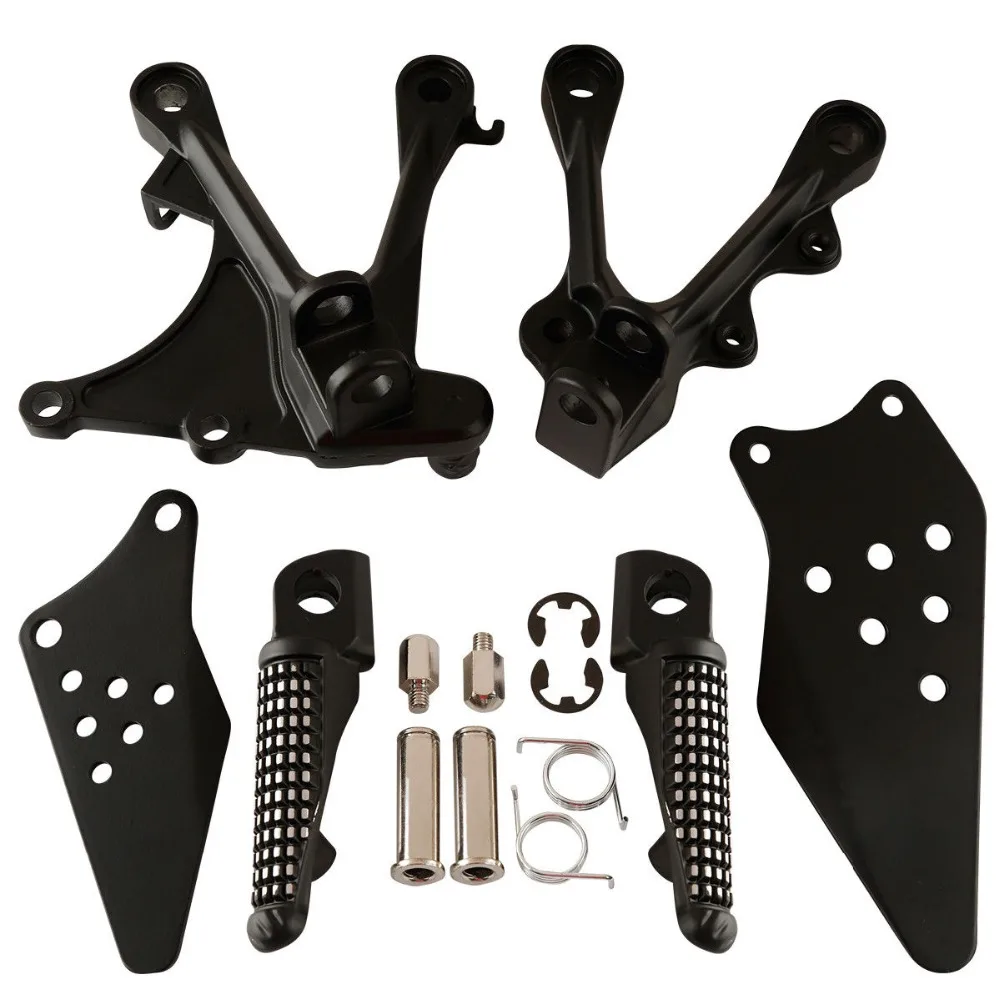 

Motorcycle Matte Black Front Foot Pegs Footrests Bracket Set For KAWASAKI ZX636 2005-2006