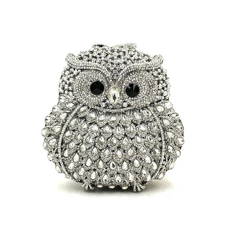 Fashion design clutch women evening party bag diamonds owl bird shape crystal purses bridal wedding party crystal clutches