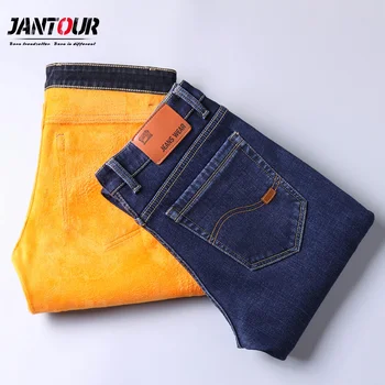 

2019 New Men Activities Warm Jeans High Quality Famous Brand Winter Jeans male warm flocking warm soft men's jeans 35 38 40 size