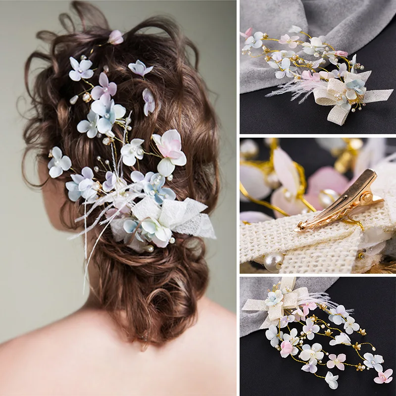 Handmade Sinamay Artificial Flower Hair Accessories Wedding Bridal