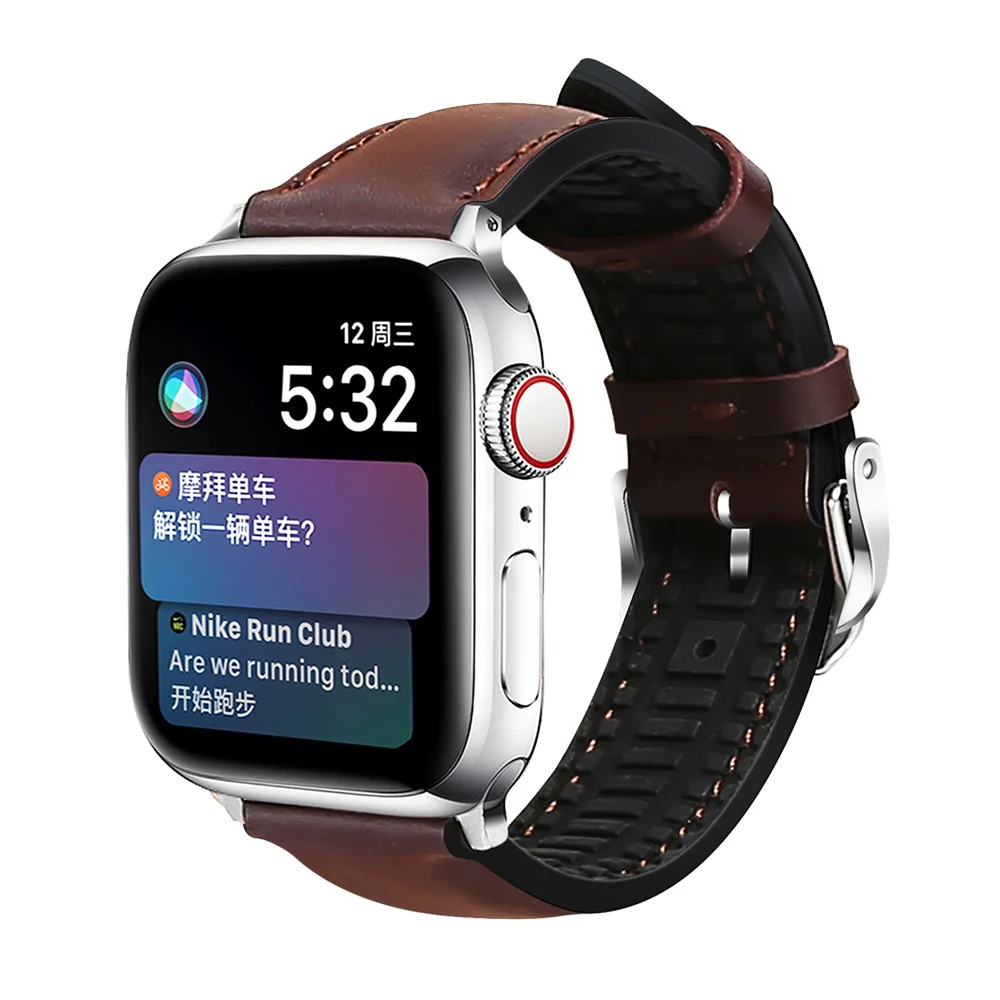 Кожаный силиконовый чехол для наручных часов iwatch, браслет, ремешок для Apple Watch, 42 мм, 38 мм, 40 мм 44 спортивный браслет для Series 1/2/3/4/5 ремешок для часов - Цвет ремешка: DARK BROWN COLOR