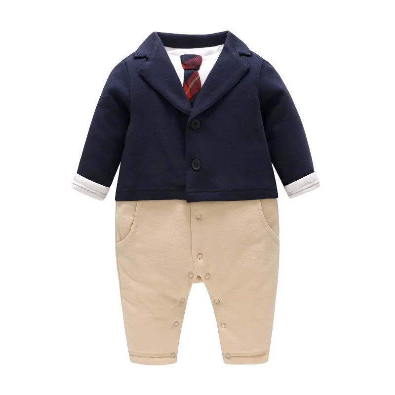 

Vlinder Winter Baby Boys Rompers Newborn Infant Pajamas Pure Cotton Gentleman Style Formal kids Clothes Long Sleeves Jumpsuit